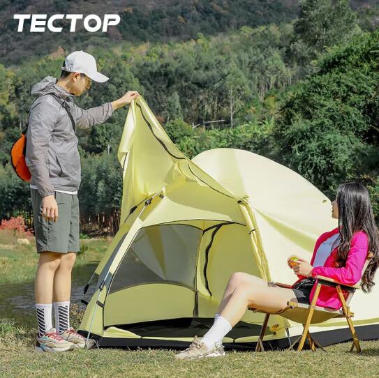 TECTOP探拓 户外露营家庭用大空间自动速开搭建凉亭帐篷 流金黄	军绿色 2314335ZP