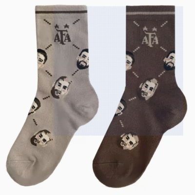 阿根廷国家队官方商品 中筒袜子梅西迪巴拉时尚潮卡通足球迷短袜
