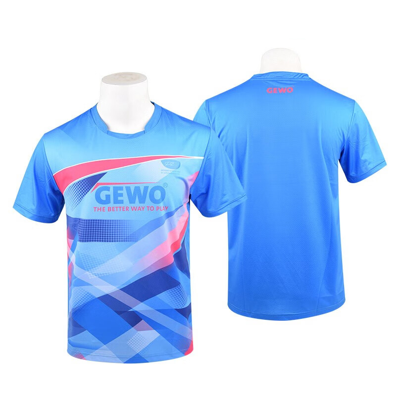 GEWO捷沃 乒乓球短袖 男女运动服 运动T恤 印花比赛服 FN07舞动 蓝色