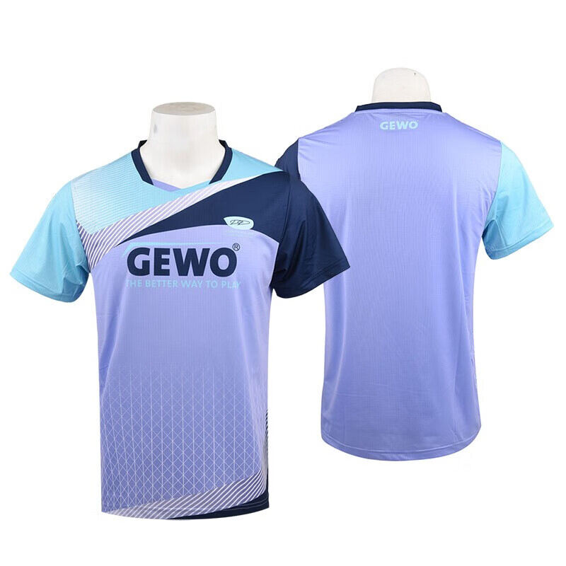 GEWO捷沃 乒乓球服 男女运动短袖 运动T恤 印花比赛服 FN08炫彩 蓝色