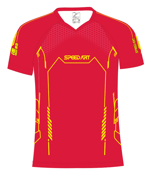 速博特乒乓球服 儿童青少年专业速干运动短袖V领运动上衣T恤 ST29003 中国红