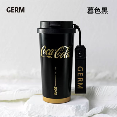 GERM可口可乐保温杯咖啡杯女生高颜值随行吸管水杯大容量杯子 暮色黑 珍珠白两色可选 GM127B78229