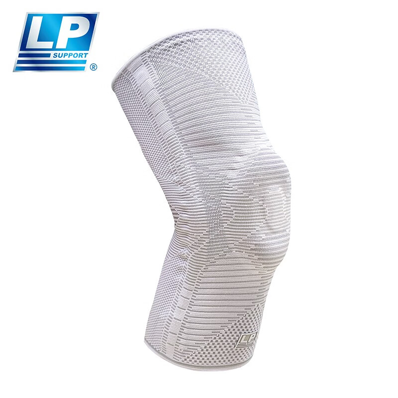LP欧比弹簧支撑长款防撞护膝登山健身网球足球篮球羽毛球乒乓球运动护具 LP1601CK 白色（单只）