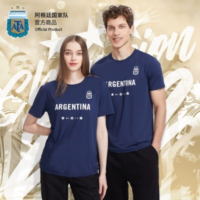 【三星冠军款】阿根廷国家队官方商品 速干运动短袖球衣T恤梅西 ASPAFA23SHT002 冠军荣耀蓝