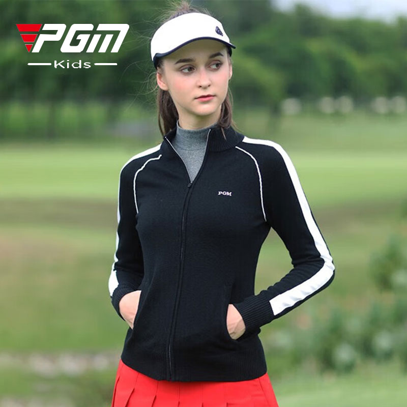 PGM 高尔夫服装女士长袖毛衣外套 防寒保暖 丝光羊毛 YF423 黑色