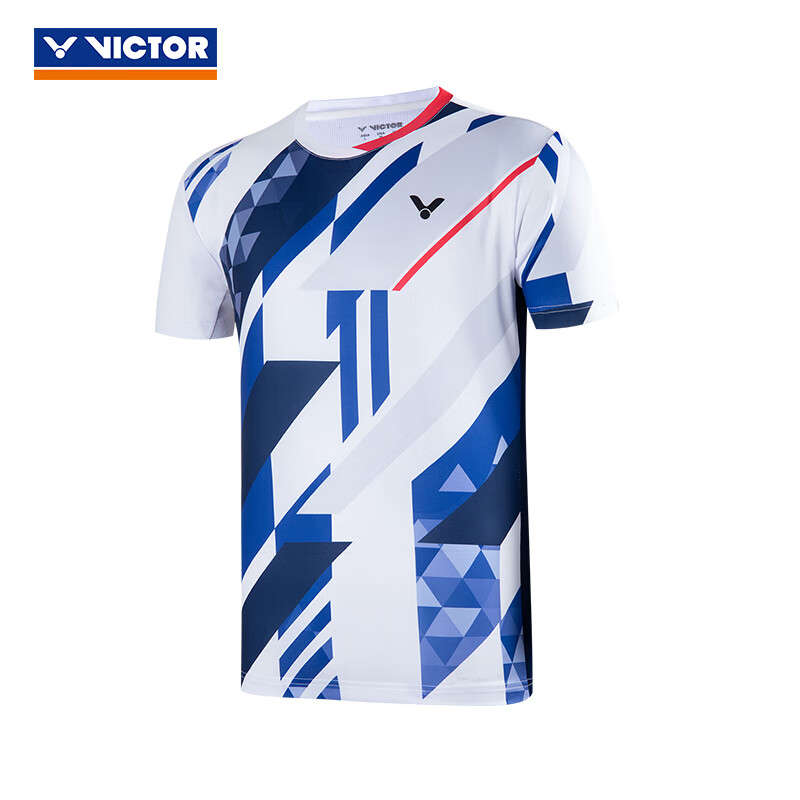 胜利VICTOR（威克多）羽毛球服 短袖针织T恤 T-30015 中性款 A（漂白色）比赛系列