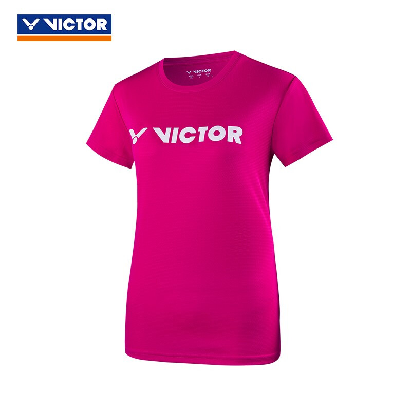 威克多VICTOR胜利羽毛球服 女款 运动休闲短袖 训练系列针织T恤 T-21028 Q 玫红色