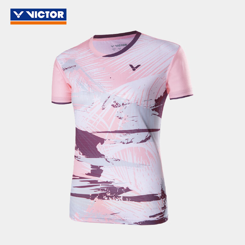 威克多VICTOR胜利羽毛球服 女款 运动短袖T恤 速干比赛训练服 T-36000TD推广版 粉色