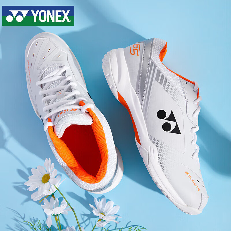 YONEX尤尼克斯羽毛球鞋 男女款 65三代 65X3 全面型羽毛球鞋 减震防滑运动鞋 SHB65X3EX 白/橙