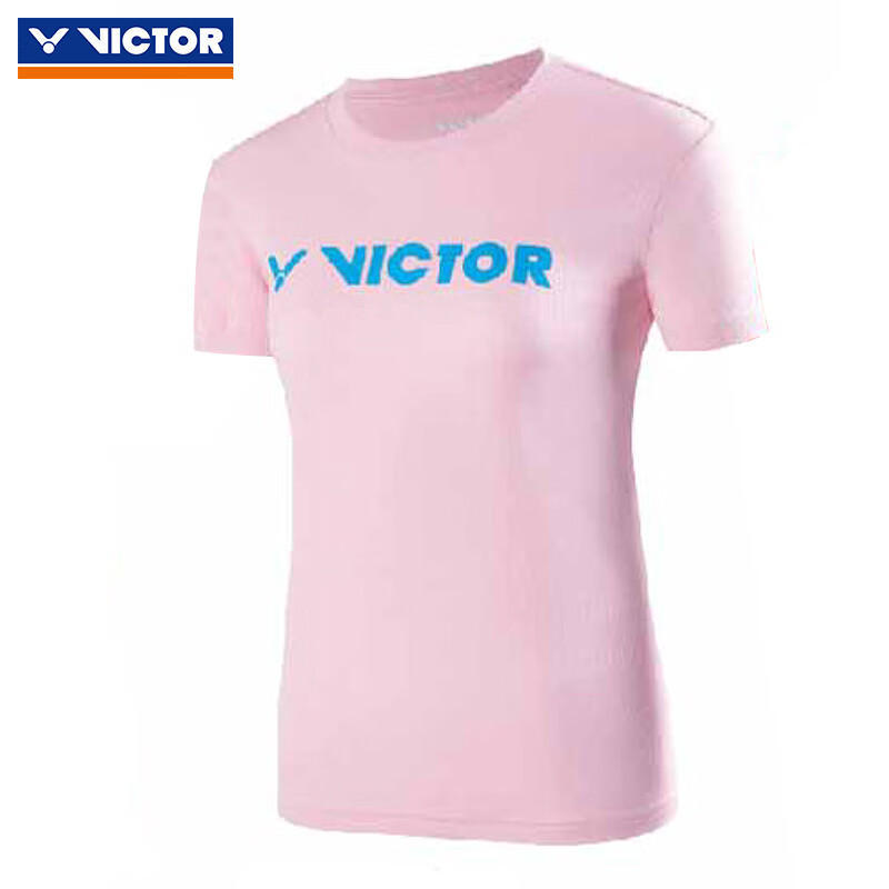威克多VICTOR胜利 羽毛球服 女款训练速干针织运动短袖T恤 T-41050 轻薄透气吸湿排汗 粉色