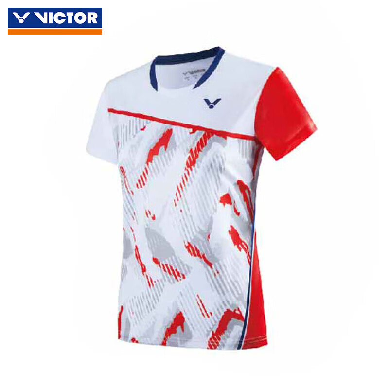 威克多VICTOR胜利 羽毛球服 T-41011 女款比赛系列速干针织运动短袖T恤 白色