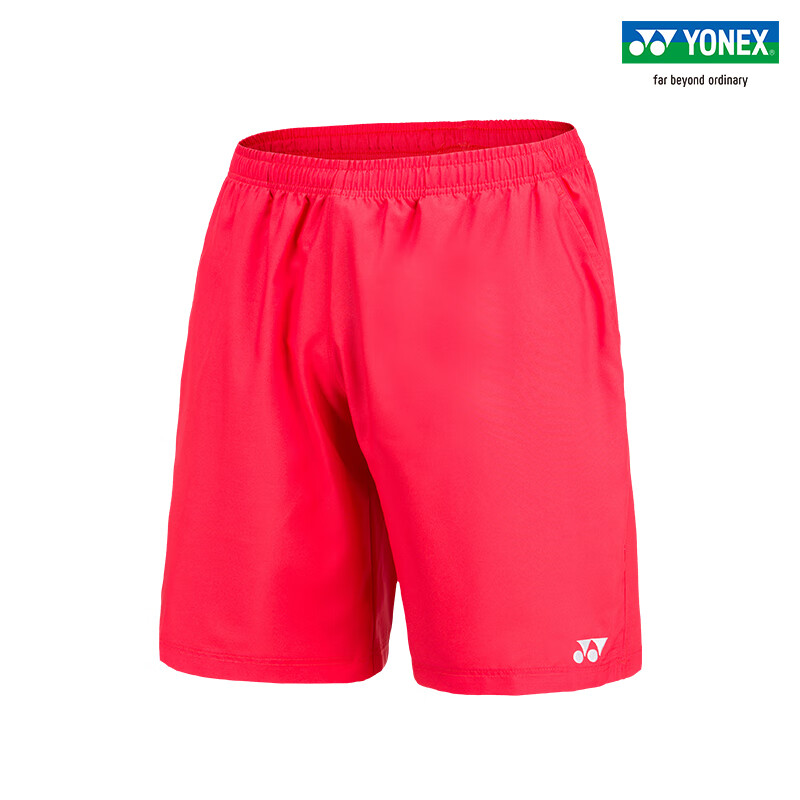 尤尼克斯YONEX羽毛球服 男款 运动短裤 速干比赛训练运动裤 15048CR_639 清新红