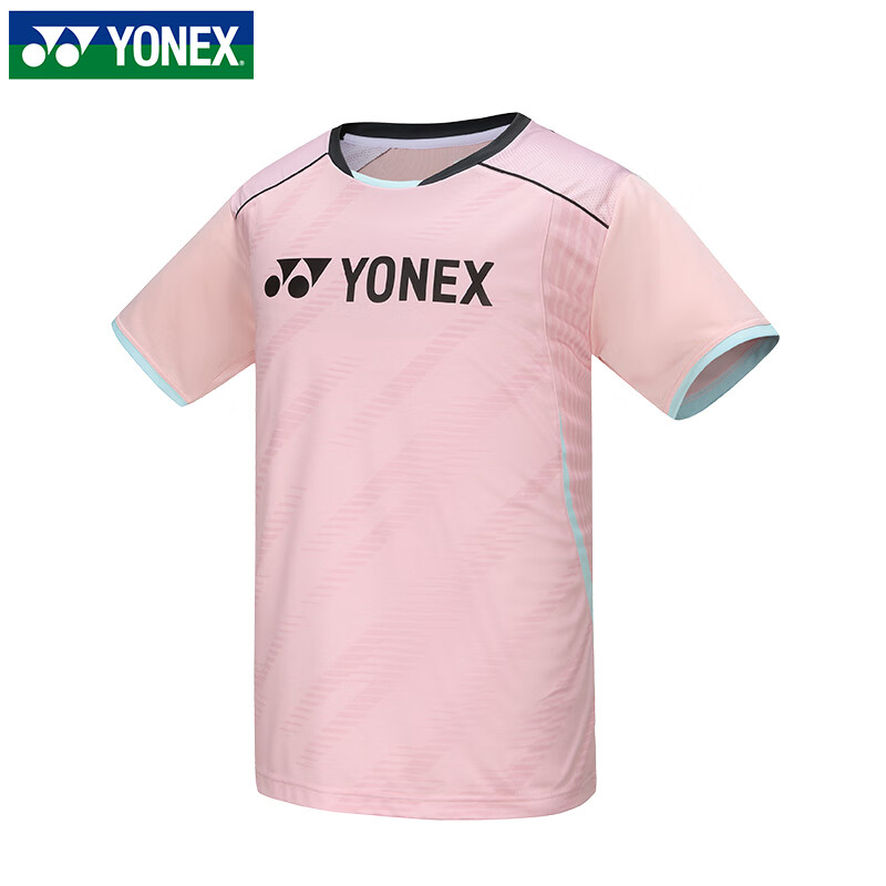 尤尼克斯YONEX羽毛球服 男款 运动短袖T恤运动上衣  速干比赛训练服 110094BCR_523 天然粉红