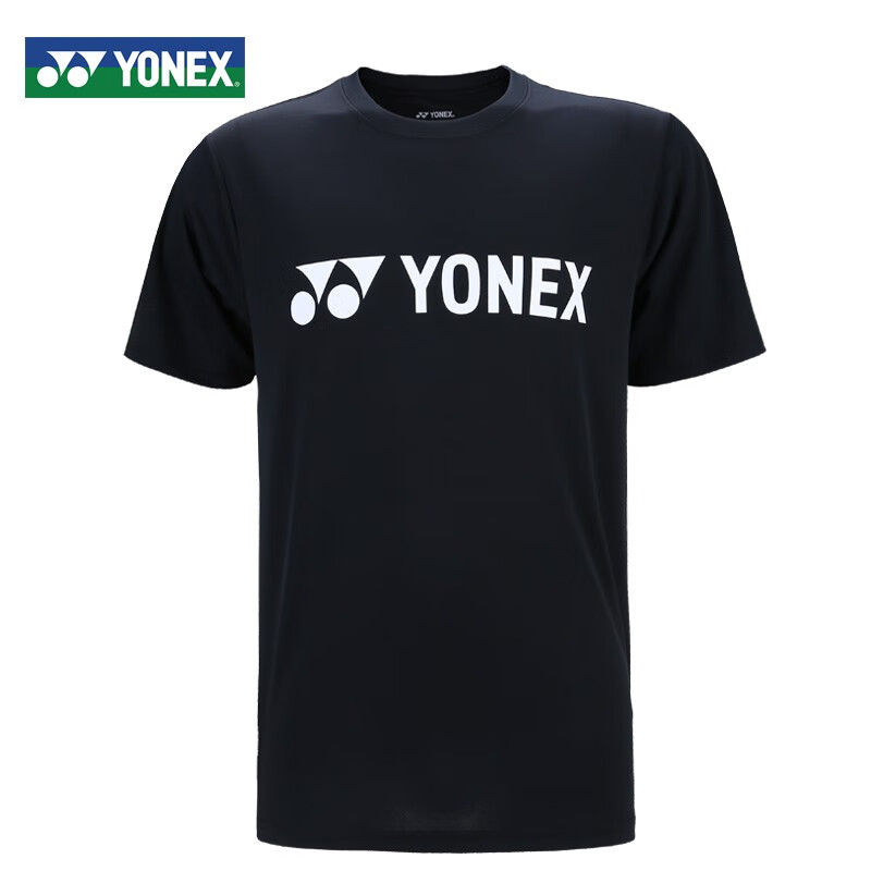 尤尼克斯YONEX羽毛球服 男款 速干运动T恤 短袖衬衫 比赛训练系列运动球衣 115179BCR_007 黑色