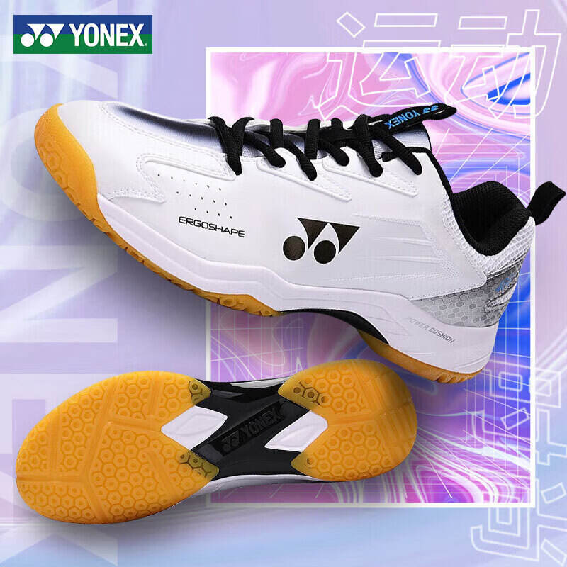 尤尼克斯YONEX 羽毛球鞋 男女同款缓震透气比赛训练鞋 SHB460CR 超轻透气运动鞋 白/黑色
