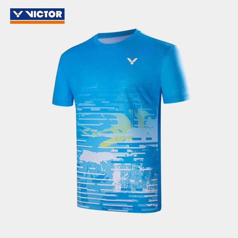 威克多VICTOR胜利 羽毛球比赛服 胜利中性款T恤 速干透气针织短袖 T-40021/M 蓝色