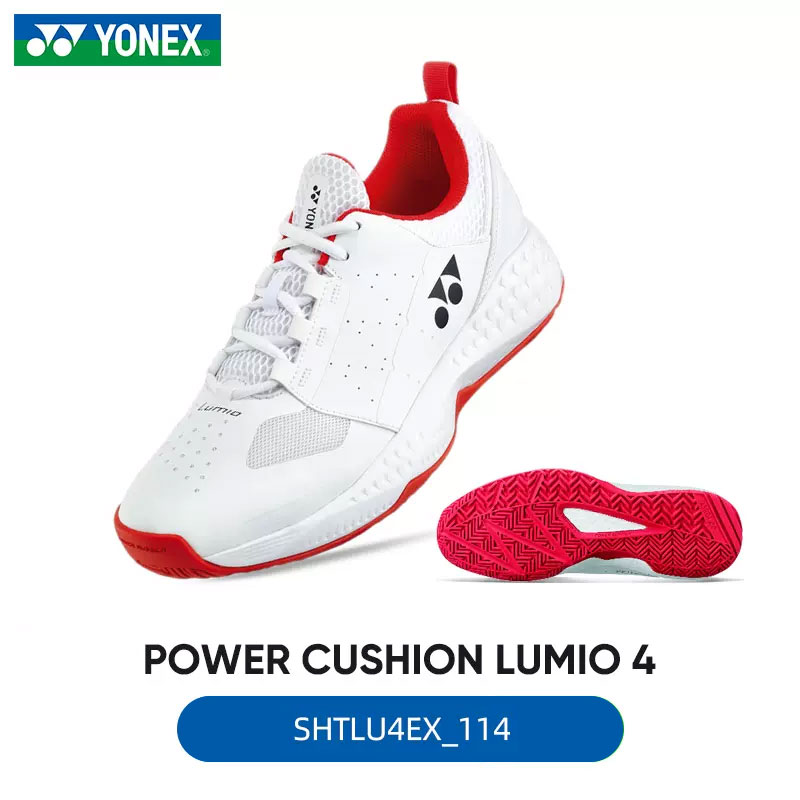 YONEX尤尼克斯2024新款网球鞋 LUMIO 4 男女专业网球鞋SHTLU4EX-114白红色 入门网球鞋