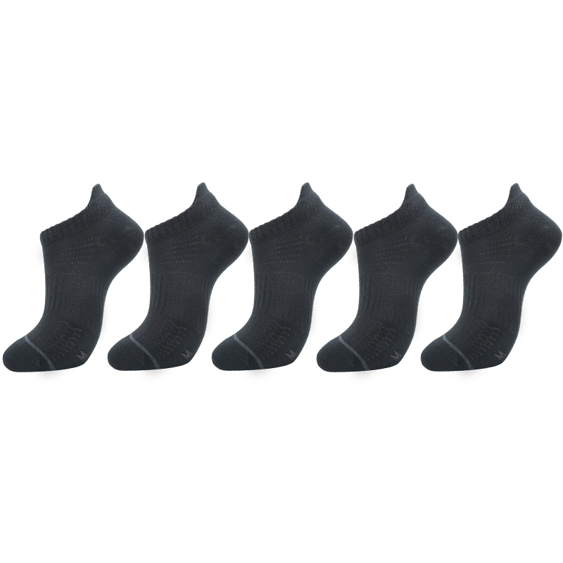 okato 【5双装】漫步者系列 德拉纶银纤维速干防臭船袜 户外袜 L 42/45 黑色 RB025