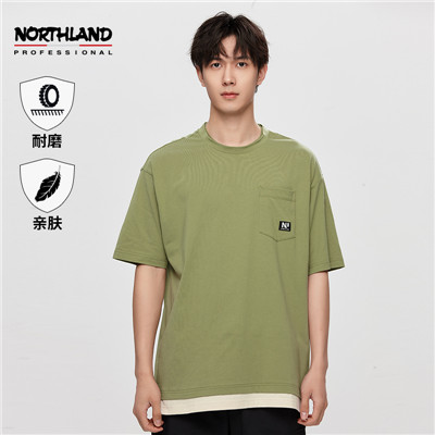 诺诗兰短袖T恤男式夏季款户外运动耐磨上衣 杏米白色 炭黑色 雾绿色 NTSDN5303S