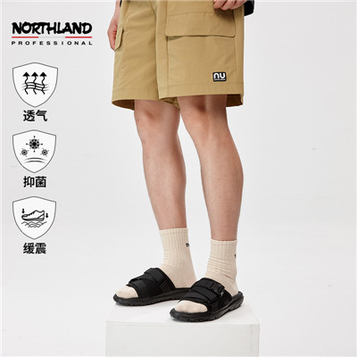 诺诗兰沙滩鞋男式夏外出散步透气减震拖鞋 黑色 黑色/叶绿色 NVSDT5407S