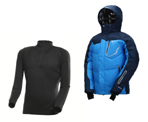 滑雪必备服装套餐（谷瑞盟蓝色保暖透气滑雪服+LA黑色美丽诺羊毛内衣
