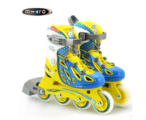 米高micro 儿童轮滑鞋男女直排溜冰鞋旱冰鞋 901 蓝色/黄色