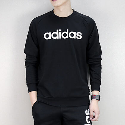 Adidas 阿迪達(dá)斯 男款運(yùn)動(dòng)衛(wèi)衣 2018春季新款長(zhǎng)袖跑步上衣 CV6975 黑色（針織面料，寬松舒適）