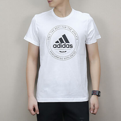 Adidas 阿迪达斯 男款运动T恤 短袖上衣 CV4515 白色（亲肤舒适，排汗透气）
