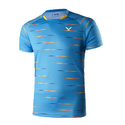 威克多VICTOR羽毛球比赛服 T-90031M男款蓝色速干羽毛球圆领T恤