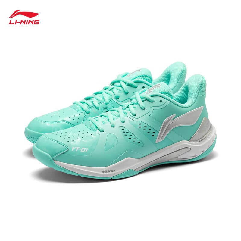 LI-NING 李宁 羽毛球鞋 雲霆NC系列 云霆NEW 男女款 耐磨防滑透气 专业比赛运动鞋 AYZU017-6 荧光冰青