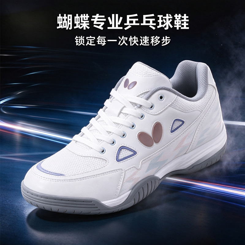 BUTTERFLY蝴蝶 L-18乒乓球鞋 室内运动鞋 专业乒乓球训练鞋 男女同款运动休闲鞋 LEZOLINE-18-08 白色