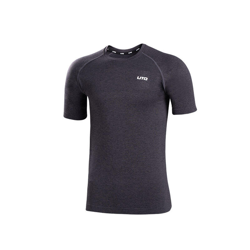 UTO悠途户外速干t恤运动短袖夏季徒步跑步黑色圆领短袖上衣934107黑色