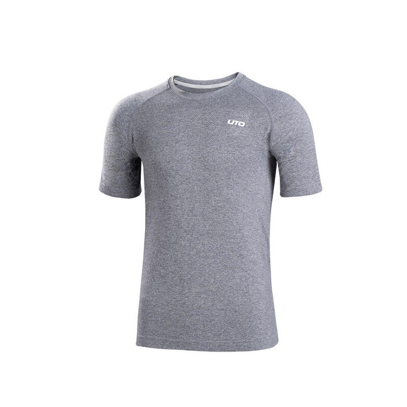UTO悠途户外速干t恤运动短袖夏季徒步跑步黑色圆领短袖上衣934107灰色