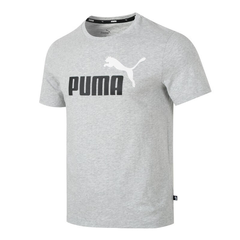 彪马（PUMA）男子圆领跑步健身训练运动宽松透气短袖T恤 847666-04浅灰