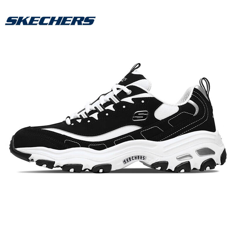 斯凯奇（Skechers）男款经典时尚厚底休闲运动老爹鞋 52675-BKW黑色/白色
