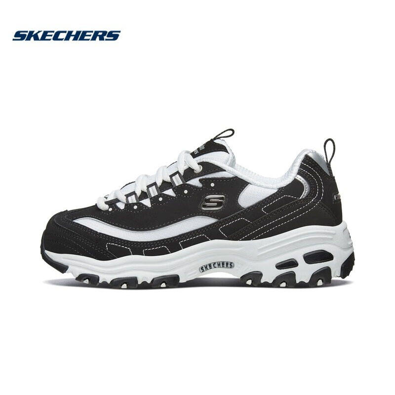 斯凯奇（Skechers）女款线下时尚厚底经典休闲运动老爹鞋 66666179-BKW黑色/白色