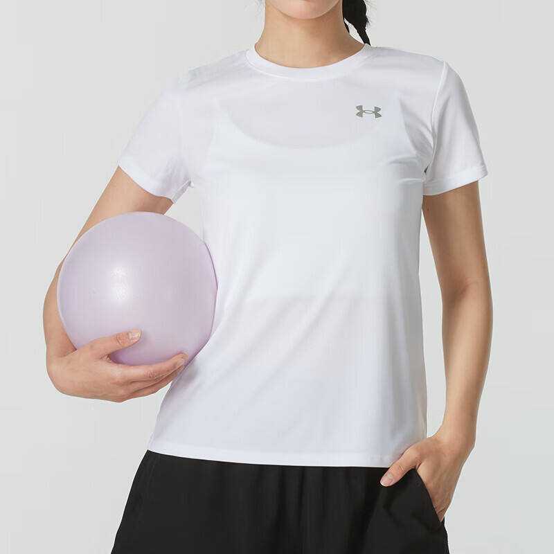 安德瑪（Under Armour）運(yùn)動(dòng)短袖女跑步健身訓(xùn)練寬松舒適透氣圓領(lǐng)T恤 1384246-100白色