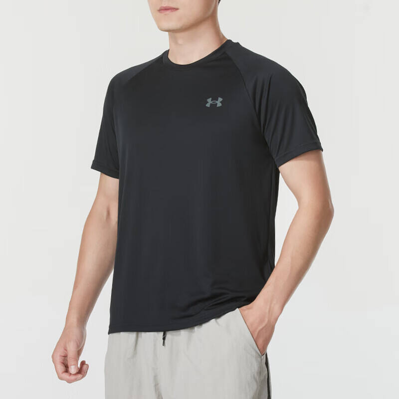 安德瑪（Under Armour）男士跑步訓(xùn)練運(yùn)動服圓領(lǐng)短袖t恤衫 1327965-001黑色