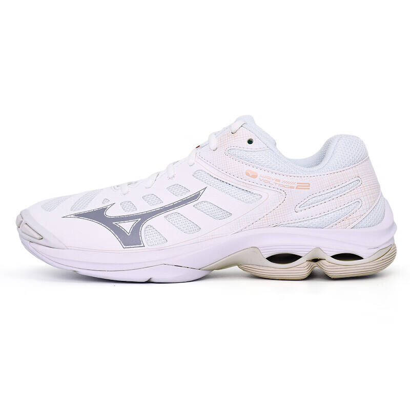 美津濃（MIZUNO）WAVE VOLTAGE 2男女款排球鞋專項運動鞋透氣排球鞋 V1GA246025白銀橙