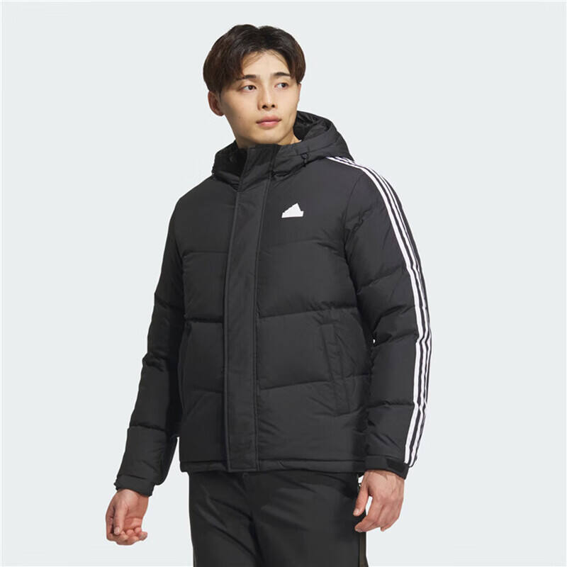 阿迪達(dá)斯 （adidas）羽絨服男裝女裝冬季新款戶外運(yùn)動服防寒保暖連帽夾克外套 JW6732黑色