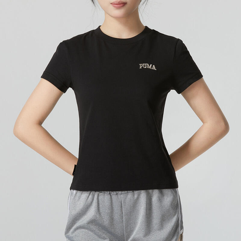 PUMA彪马 休闲短袖 女装新款运动服休闲T恤 黑色 630356-01