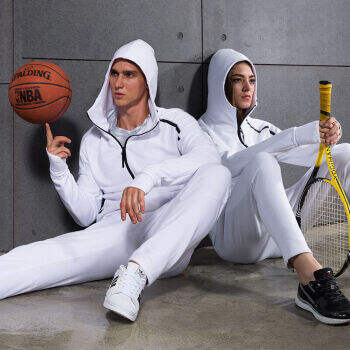范斯蒂克 男子运动套装健身跑步休闲百搭潮运动服套装 白色两件套TC0267
