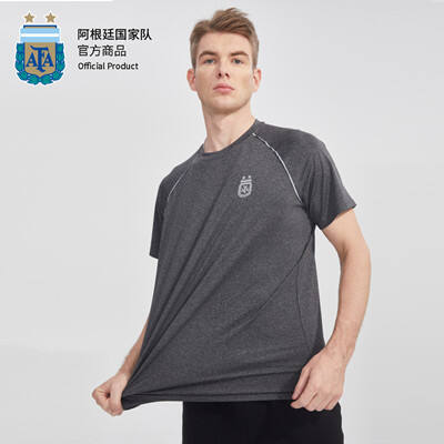 阿根廷国家队官方商品 新款速干运动T恤反光条舒适夏季透气灰色
