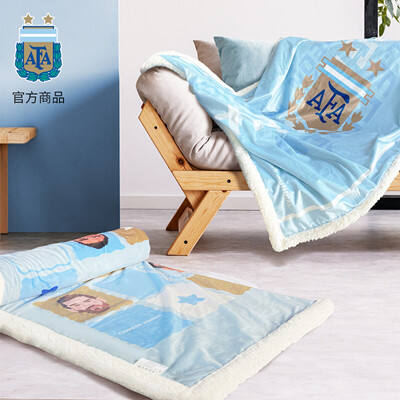 阿根廷国家队官方商品 羊羔绒居家毛毯小被子沙发毯梅西球迷新款