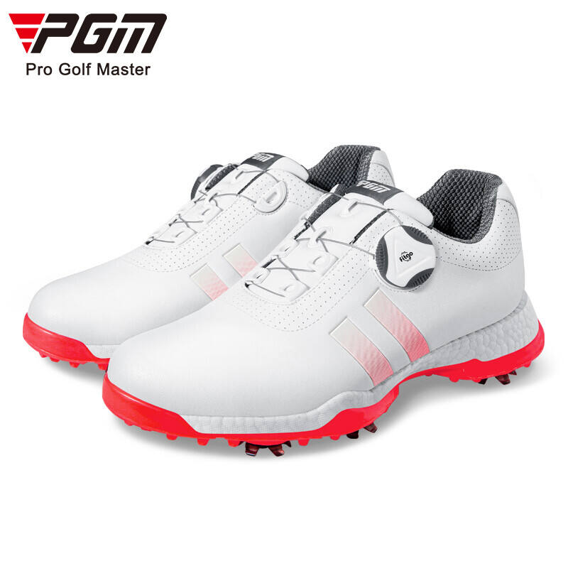 PGM 高尔夫球鞋女 女士高尔夫运动鞋子 白桔红+旋钮鞋带 XZ171