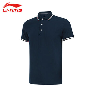 李宁（LI-NING)2022运动时尚舒适透气男子短袖POLO衫 APLS143-2 蓝色