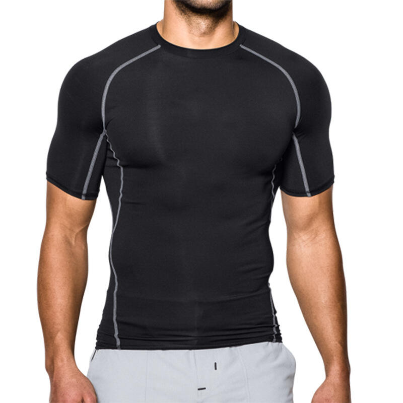 UABRAV安步威 男士健身衣 运动速干健身跑步运动短袖 05 黑+黑