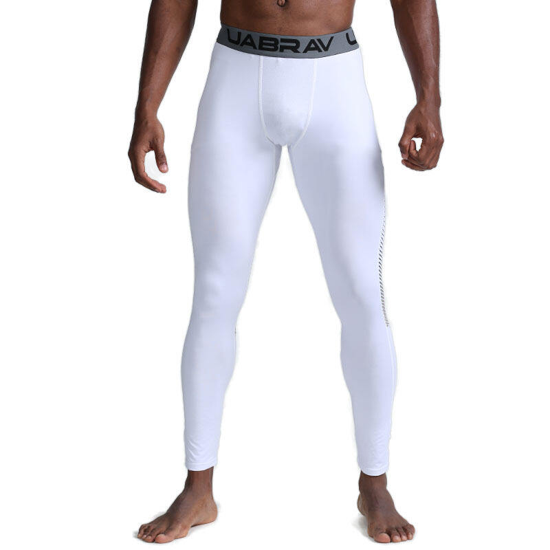 UABRAV安步威 男士健身速干紧身裤 户外高弹健身长裤 威73 白色