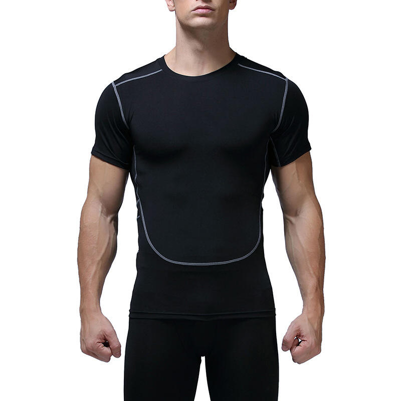 UABRAV安步威 男士健身短袖 透气运动训练紧身T恤 威06 黑色