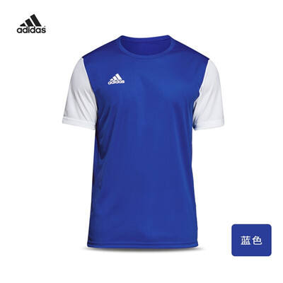 Adidas短袖夏季运动T恤男透气休闲跑步定制阿迪达斯足球训练上衣 蓝色 DP3231